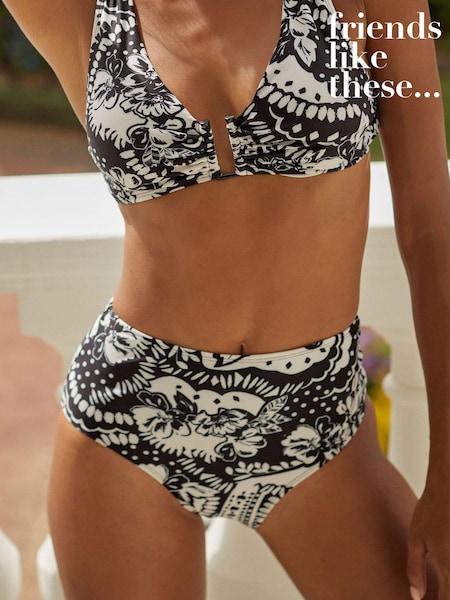 Friends Like These Black/White High Waisted Power Mesh High Waisted Bottoms (Q94047) | €7
