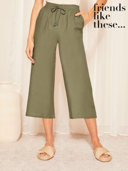Khakigrün - Friends Like These Crop-Culottes mit Leinenanteil (Q94256) | 18 €