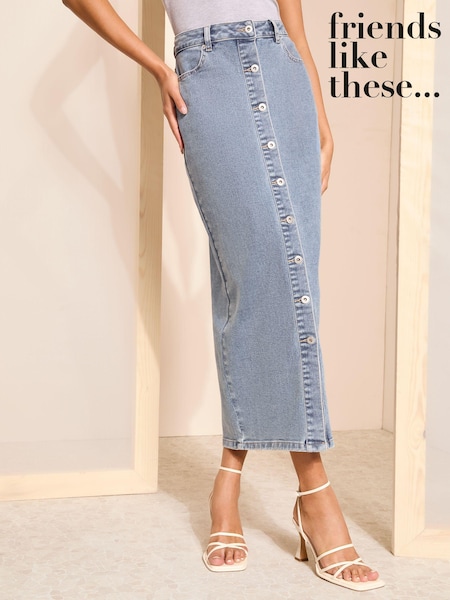 Friends Like These Light Blue Denim Button through Midaxi Skirt (Q94280) | € 12