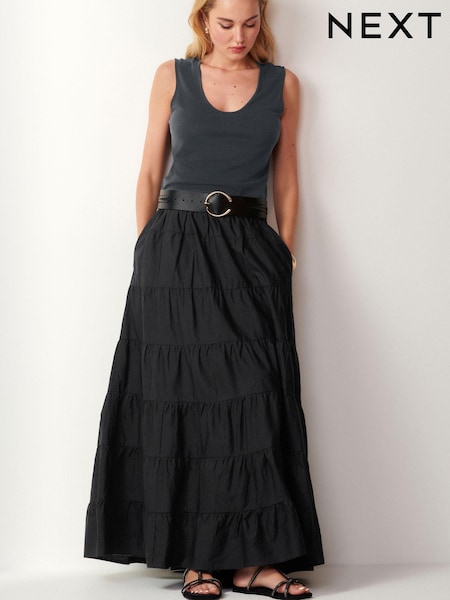 Black Tiered Maxi Skirt (Q94294) | €10