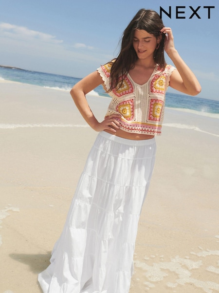 White Tiered Maxi Skirt (Q94346) | €16