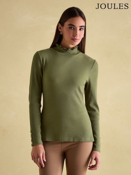 Joules Amy Ribbed Long Sleeve High Neck Jersey Top (Q94438) | €47