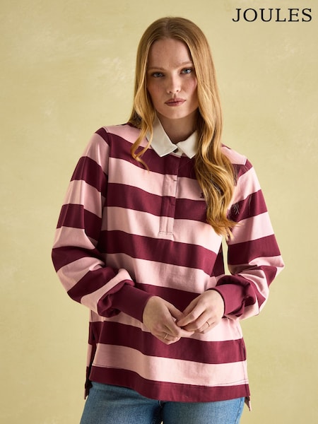 Joules Sammie Pink & Red Striped Heavyweight Cotton Rugby Shirt (Q94514) | 13,140 ISK