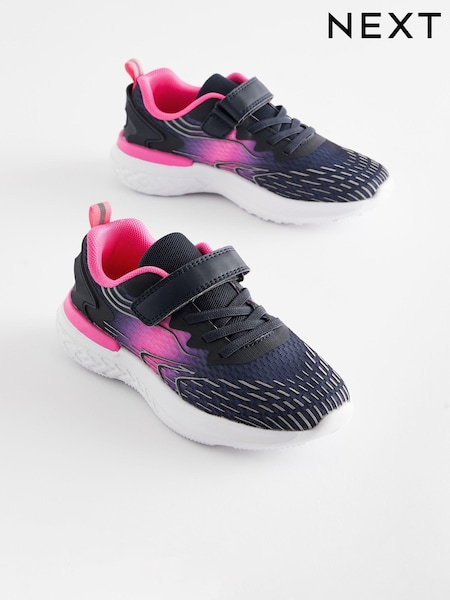 Navy/ Pink Elastic Lace-Up School Trainers (Q94587) | €33 - €42