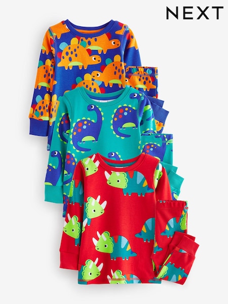 Multi Bright Dinosaur Snuggle Pyjamas 3 Pack (9mths-12yrs) (Q94609) | $59 - $72