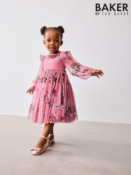 Baker by Ted Baker Pink Floral Tulle Dress (Q94690) | 29 € - 32 €