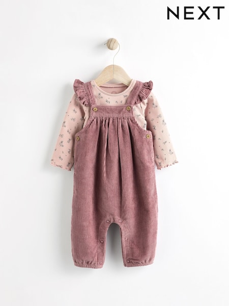 Pink Corduroy Baby Dungaree and Long Sleeve Bodysuit Set (0mths-2yrs) (Q94782) | € 18 - € 19