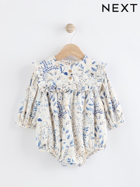Blue Floral Baby Bloomer 100% Cotton Romper with Tights Set (0mths-3yrs) (Q94801) | AED63 - AED71