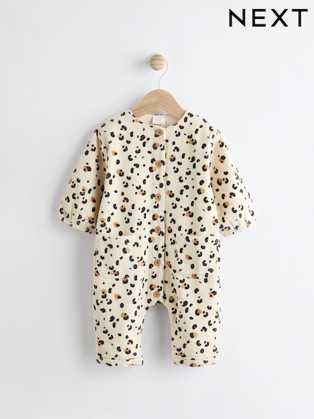 Cream/ Tan Brown Leopard Print Baby Corduroy Romper (0mths-2yrs) (Q94814) | AED54 - AED61
