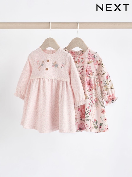 Rosa geblümt/Feenmotiv - Baby Cotton Jersey Dresses 2 Pack (0mths-2yrs) (Q94818) | 16 € - 18 €
