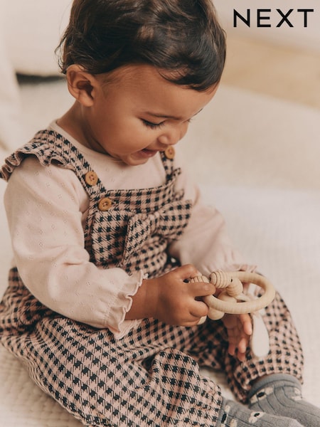 Pink Check Dungarees and Bodysuit Set (0mths-3yrs) (Q94868) | AED71 - AED78