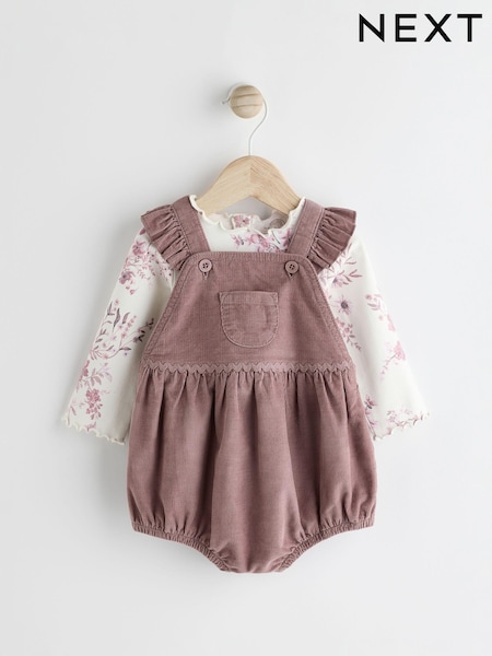Pink Floral Baby Bloomer Romper & Long Sleeve Bodysuit Set With Tights (0mths-3yrs) (Q94882) | €12.50 - €13
