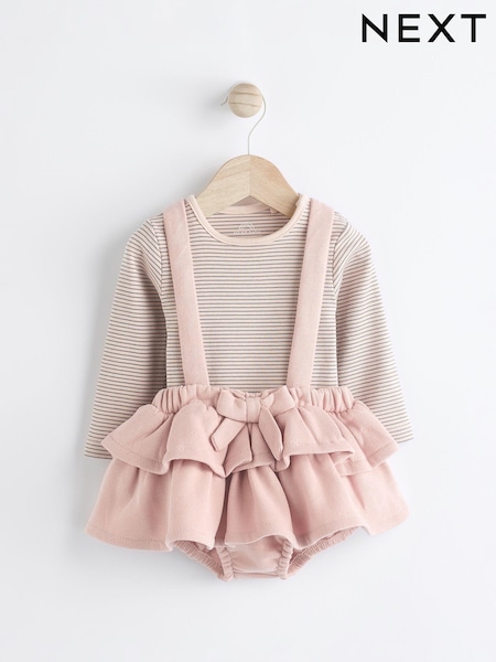 Pink/Black/White Baby Tiered Skirt Long Sleeve 100% Cotton Bodysuit and Tights Set (0mths-2yrs) (Q94904) | kr245 - kr273