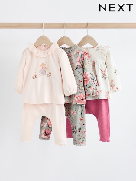 Hada floral rosa/verde/blanca - Baby Long Sleeve Top And Leggings 6 Piece Set (0mths-3yrs) (Q94941) | 41 € - 44 €