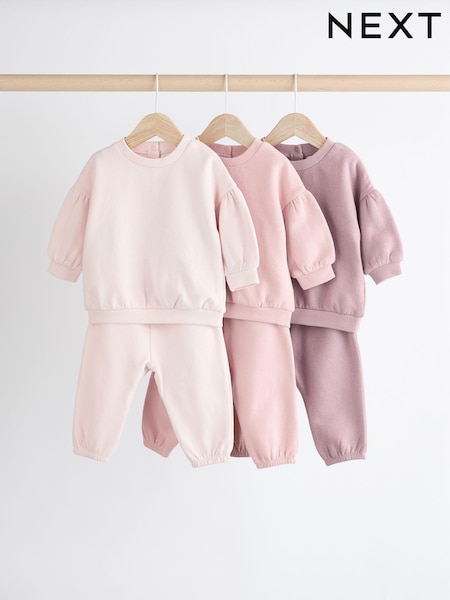Pembe/Krem - Baby Sweatshirt & Joggers Set 6 Pack (Q94947) | ₺1.184 - ₺ 1,258