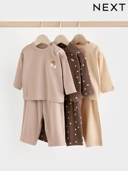 Chocolate Brown/ Mauve Purple Baby Long Sleeve T-Shirts and Leggings 6 Piece Set (Q94949) | € 28 - € 30