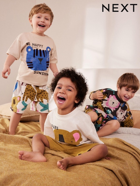 Pink/Green Animal Oversized Short Sleeve 3 Pack Pyjama Set (9mths-12yrs) (Q95119) | €15 - €19