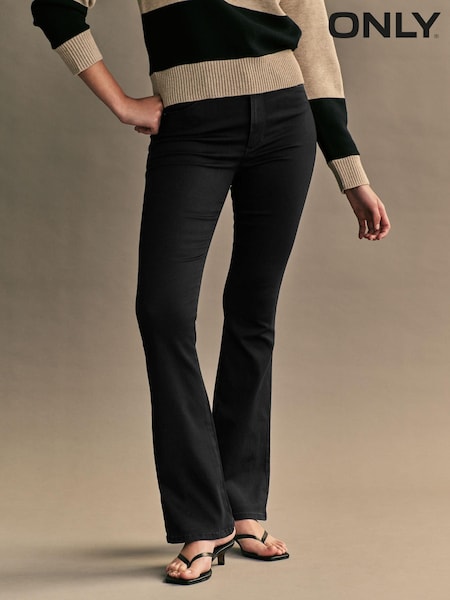 ONLY Black Petite Royal High Waisted Stretch Flared Jeans (Q95136) | €42