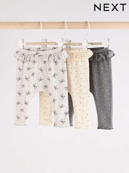 Grauer Schleifendruck - Baby 100% Cotton Leggings 3 Pack (Q95357) | 12 € - 14 €