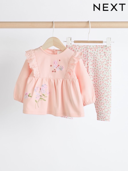 Pink Floral Baby Long Sleeve Top and Leggings Set (Q95420) | kr200 - kr234