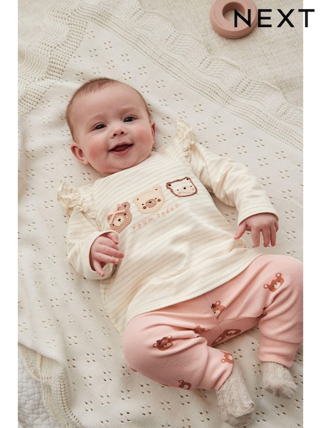 Beige Baby Long Sleeve Top And Leggings Set (Q95424) | €11 - €14