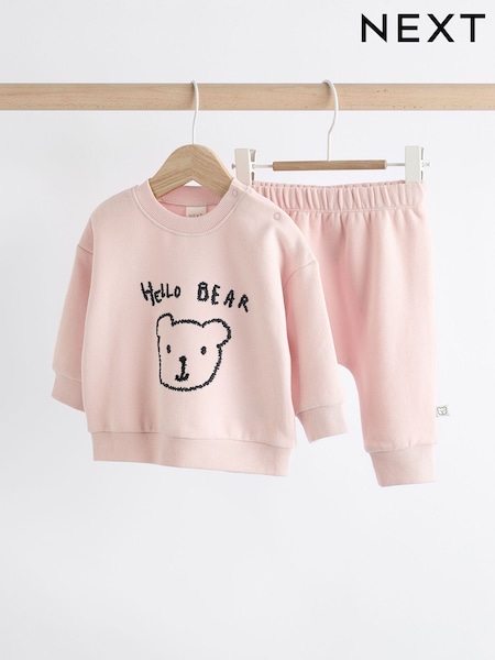 Pink Hello Bear Baby Sweatshirt and Joggers Set (Q95446) | AED46 - AED53