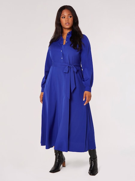 Apricot Blue Button Top Tie Waist Midi Dress (Q95545) | AED108