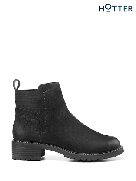 Hotter Black Bree Slip-On Regular Fit Boots (Q95695) | €168