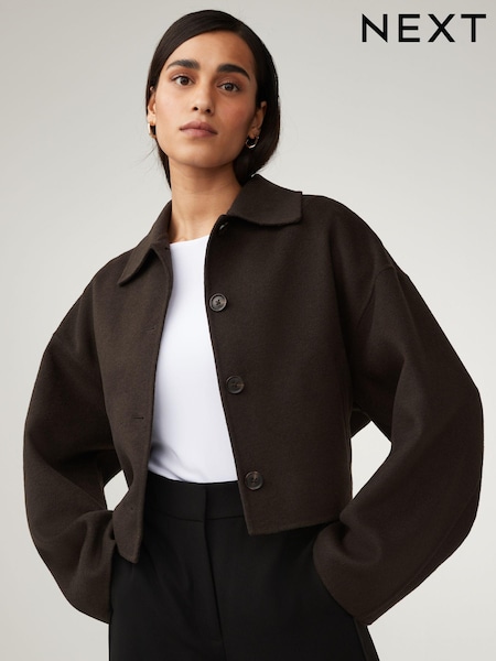 Braun - Handsewn Wool Blend Cropped Coat (Q95786) | 28 €