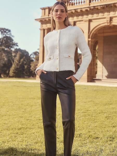 Forever New Black Alexis Vegan Leather Slim Leg Trousers (Q95906) | €42