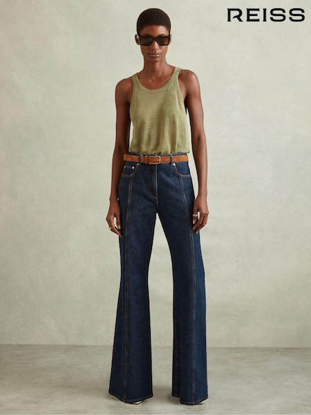 Reiss Dark Blue Juniper Flared Front Seam Jeans (Q95944) | €195