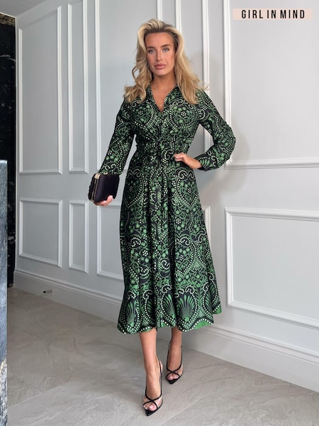 Girl In Mind Green Odette Tie Front Shirt Dress (Q95994) | €37
