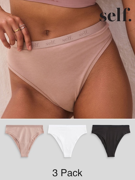 موف وردي /أسود / أبيض - Self. Cotton Rich Knickers 3 Pack (Q96190) | ‏128 د.إ.‏