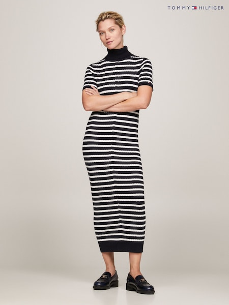 Tommy Hilfiger Blue Cable Knit Sweater Dress (Q96244) | €58