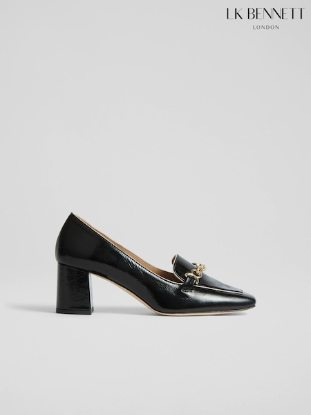 LK Bennett Black Crinkle Patent Leather Johanna Snaffle Courts (Q96334) | ₪1,504
