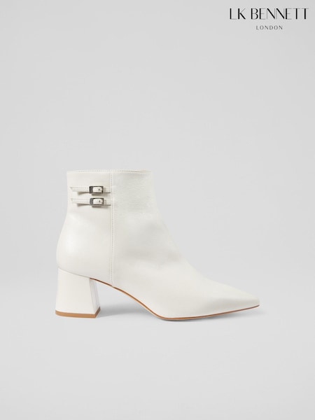LK Bennett Cream Missy Leather Ankle Boots (Q96336) | €318