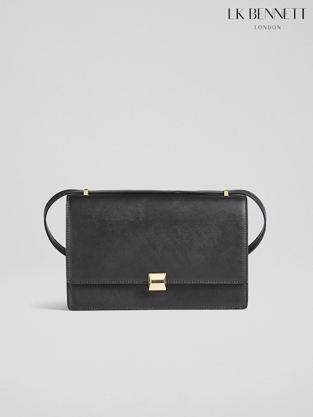 LK Bennett Black Ottie Vegan Leather Shoulder Bag (Q96390) | €253