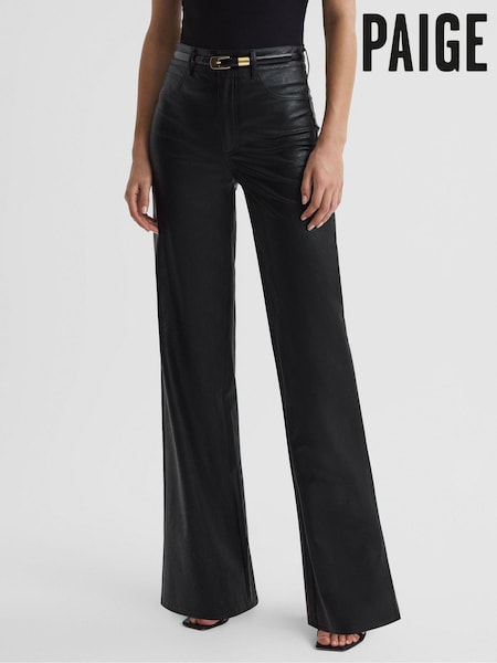 Paige High Rise Leather-Look Wide Leg Jeans (Q96455) | 1,435 QAR