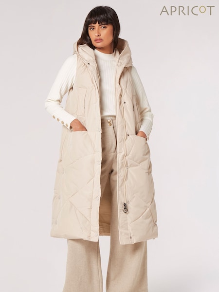 Apricot Grey Irregular Panel Hooded Gilet (Q96505) | €62