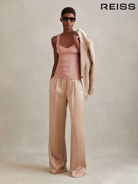 Reiss Blush Dani Ribbed Sweetheart Neck Top (Q96506) | ₪642