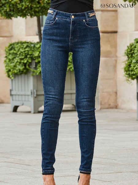 Sosandar Blue Chain Detail Skinny Jeans (Q96527) | €78