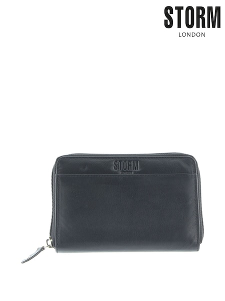Medium Seabrook Leather Black Purse (Q96569) | kr590