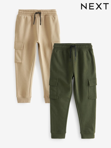 Kaki zelena/kamen naravno - 2 Pack Cargo Cotton-Rich Joggers (3-16yrs) (Q96603) | € 16 - € 23