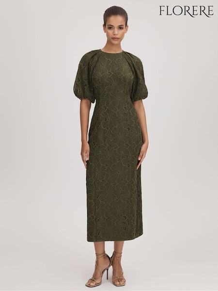 Florere Lace Puff Sleeve Midi Dress (Q96645) | €329
