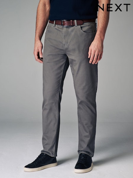 Grey Belted Soft Touch 5 Pocket Jean Style Trousers (Q96662) | €16