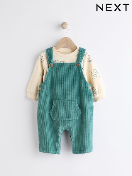Vihreä maatila - Baby Waffle Corduroy Dungaree And Bodysuit Set (0mths-2yrs) (Q96665) | €21 - €23