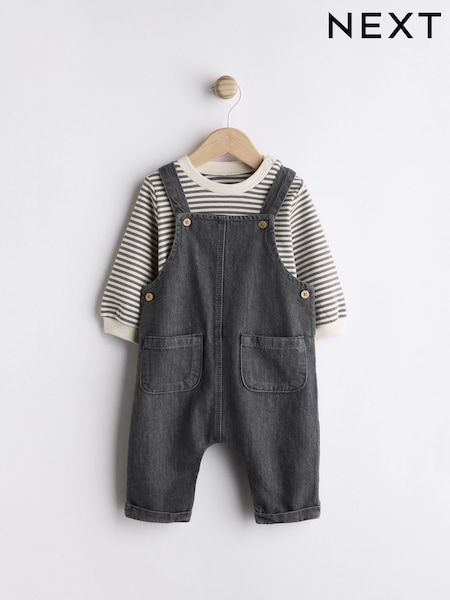 Black/Grey Baby Denim Dungarees and Bodysuit Set (0mths-2yrs) (Q96672) | R$ 175 - R$ 195