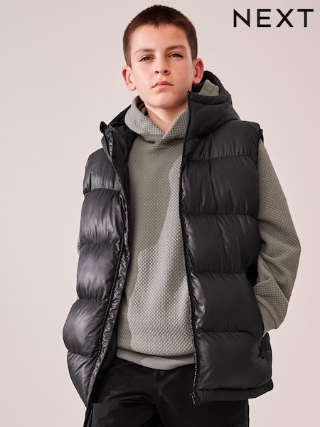 Μαύρο - Hooded Padded Gilet (3-16yrs) (Q96674) | € 40 - € 57