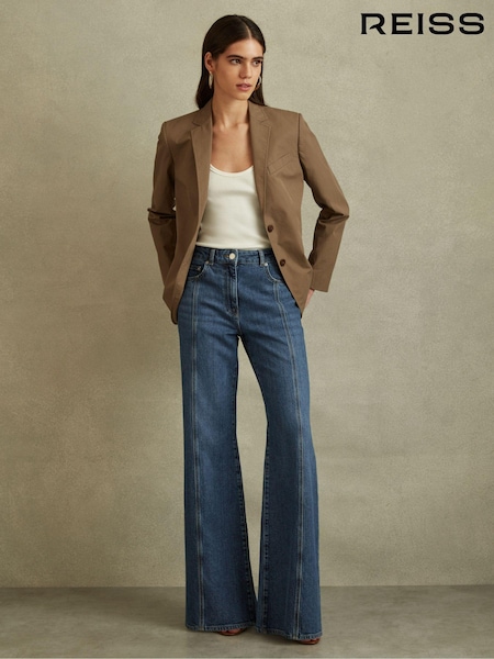 Reiss Mid Blue Juniper Flared Front Seam Jeans (Q96678) | €195