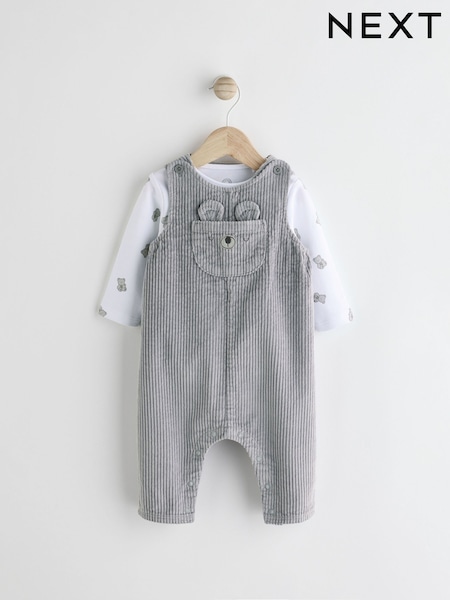 Grey Bear Corduroy 100% Cotton Baby Dungarees and Bodysuit Set (0mths-2yrs) (Q96680) | €23 - €25